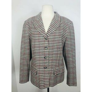 Pendleton Women's Houndstooth Blazer - Black, White, Pink